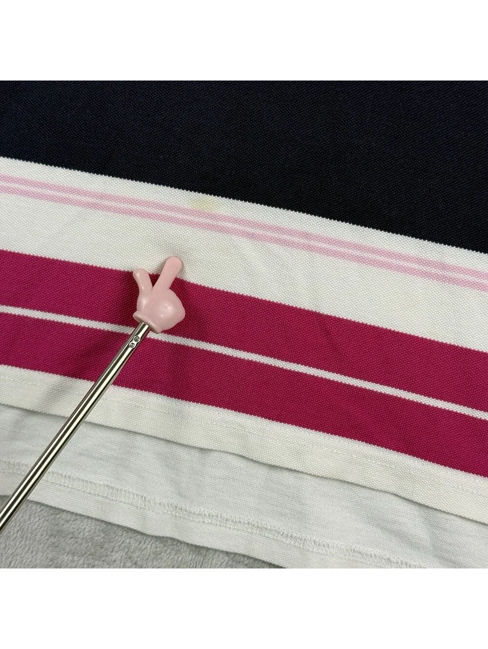 Polo Ralph Lauren Custom Fit Big Pony Polo Shirt White Pink Stripe Men's M Y2K